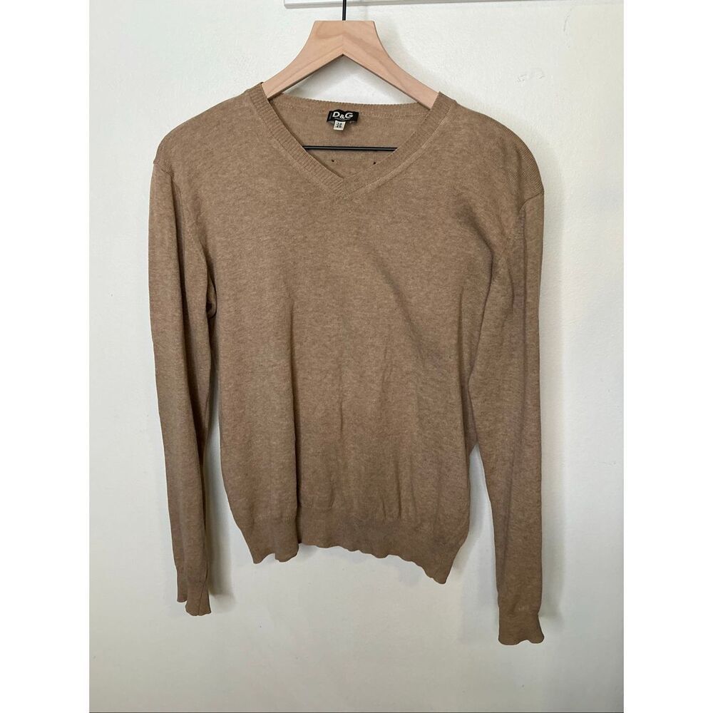 Dolce & Gabbana Vintage Men’s V Neck Sweater | Camel In 48